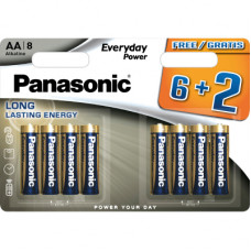 Батарейка Panasonic AA LR6 Everyday Power * 8(6+2) (LR6REE/8B2F)