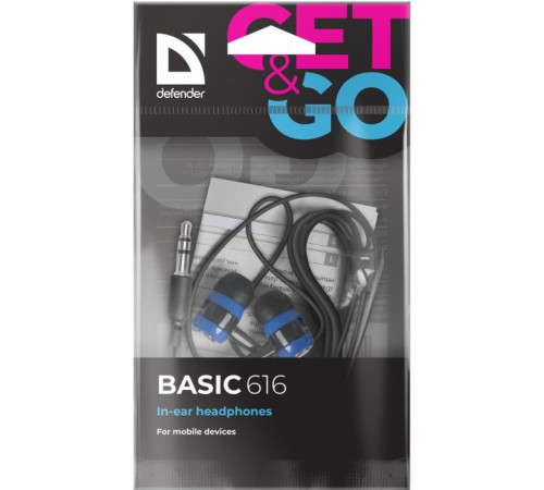 Наушники Defender Basic 616 Black-Blue (63616)