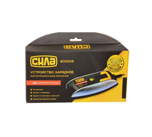 Зарядное устройство для автомобильного аккумулятора СИЛА цифровой импульсивный 4А 6/12 В (900208)