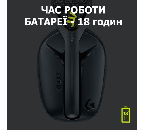 Наушники Logitech G435 Lightspeed Wireless Gaming Headset Black (981-001050)