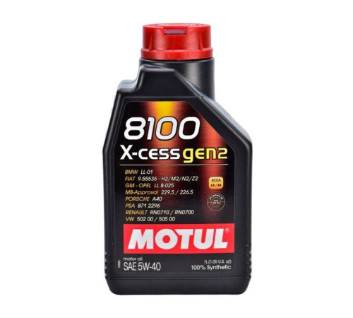 Моторное масло MOTUL X-cess 8100 gen2 5W-40 1 л 1л (368201)