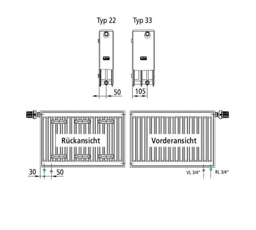 Радиатор отопления Kermi Profil-V, FTV, 22 тип, 200x800мм (FTV220200801RXK)