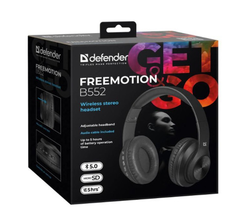 Наушники Defender FreeMotion B552 Bluetooth Black (63552)