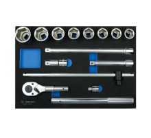 Набор инструментов KING TONY торцевых головок с принадлежностью 3/4", 14 шт. (9-6314MRV)