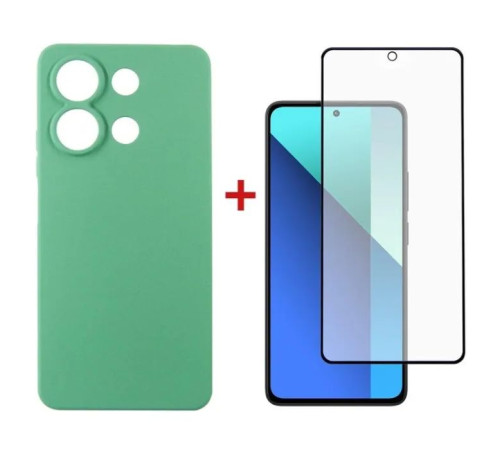 Чехол для мобильного телефона Dengos Kit for Xiaomi Redmi Note 13 4G case + glass (Mint) (DG-KM-62)