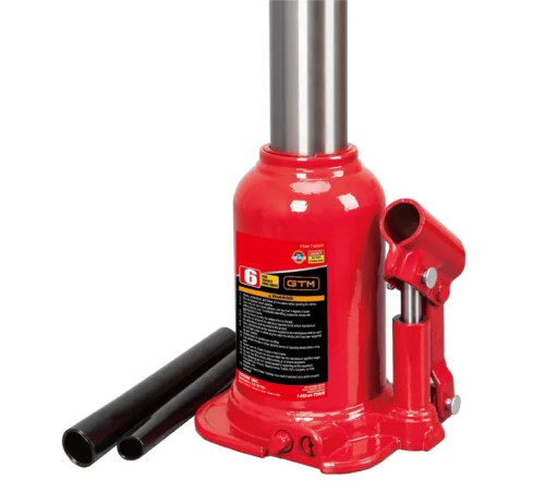 Домкрат GTM бутылочный гидравлический 6т (215-485 мм) двухштоковый (TF0602)
