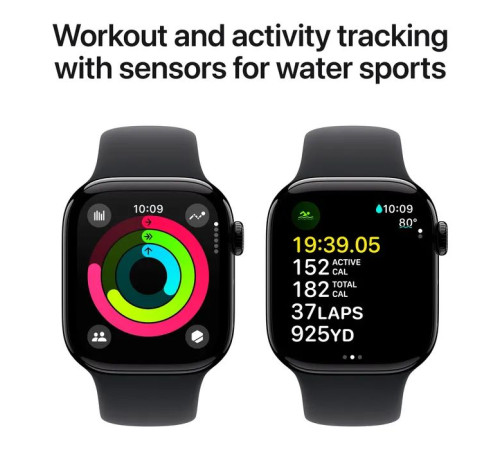 Смарт-часы Apple Watch Series 10 GPS 42mm Jet Black Aluminium Case with Black Sport Band - S/M (MWWE3QH/A)