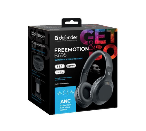 Наушники Defender FreeMotion B695 Bluetooth ANC Black (63695)