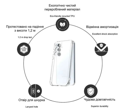 Чехол для мобильного телефона Drobak Acrylic Case with Airbag Samsung Galaxy A35 5G Camera cover (949426)