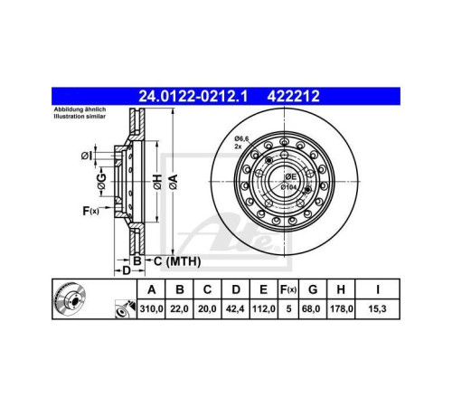 Тормозной диск ATE 24-0122-0212-1-02