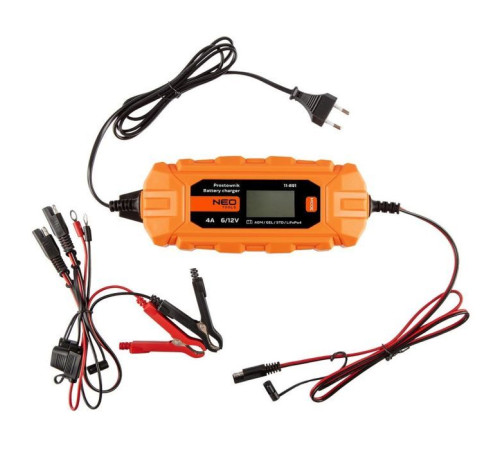 Зарядное устройство для автомобильного аккумулятора Neo Tools 4A/70Вт, 3-120Ah, для кислотных/AGM/GEL (11-891)