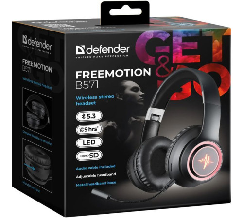 Наушники Defender FreeMotion B571 Bluetooth LED Black (63572)
