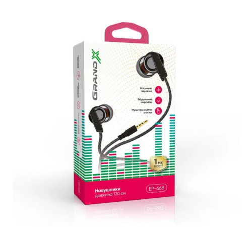 Наушники Grand-X EP-66B Black (EP-66B)