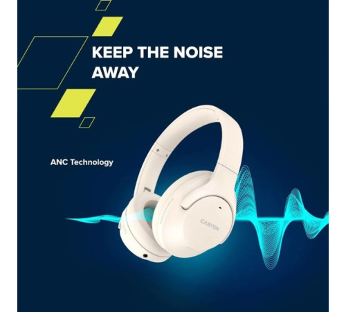 Наушники Canyon OnRiff 10 ANC Bluetooth Beige (CNS-CBTHS10BG)