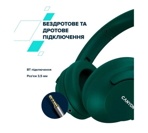 Наушники Canyon OnRiff 10 ANC Bluetooth Green (CNS-CBTHS10GN)