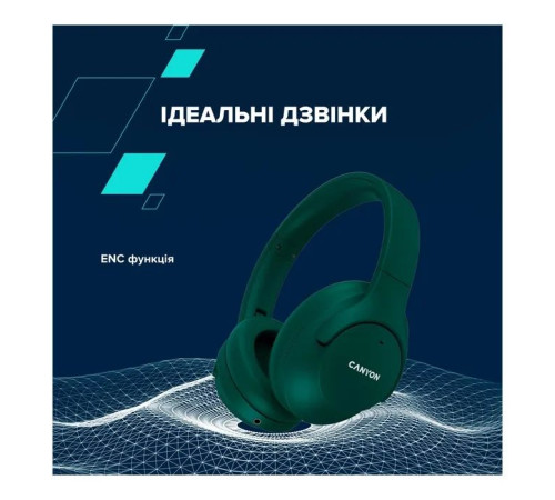 Наушники Canyon OnRiff 10 ANC Bluetooth Green (CNS-CBTHS10GN)