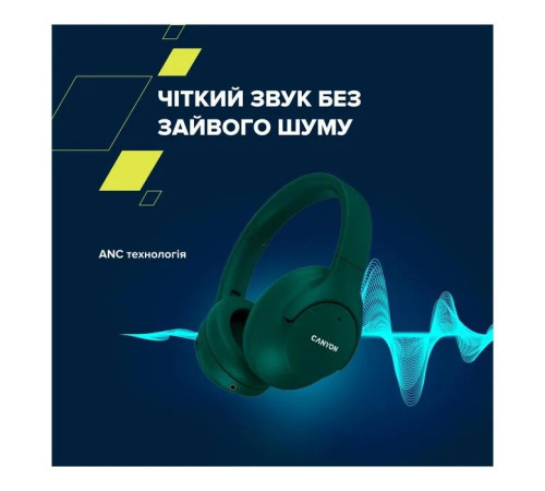 Наушники Canyon OnRiff 10 ANC Bluetooth Green (CNS-CBTHS10GN)