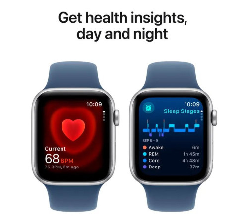 Смарт-часы Apple Watch SE 2024 GPS 44mm Silver Aluminium Case with Denim Sport Band - S/M (MXEQ3QH/A)