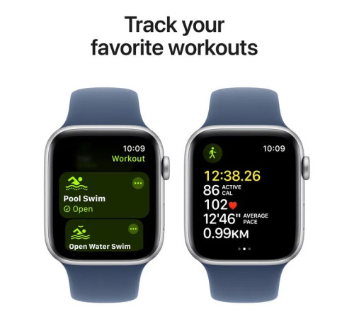 Смарт-часы Apple Watch SE 2024 GPS 44mm Silver Aluminium Case with Denim Sport Band - S/M (MXEQ3QH/A)