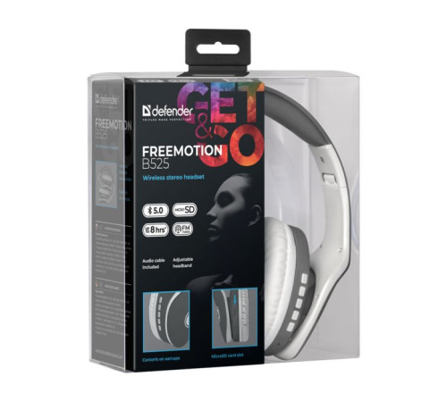 Наушники Defender FreeMotion B525 Bluetooth Gray-White (63527)