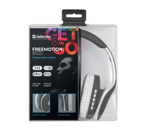 Наушники Defender FreeMotion B525 Bluetooth Gray-White (63527)