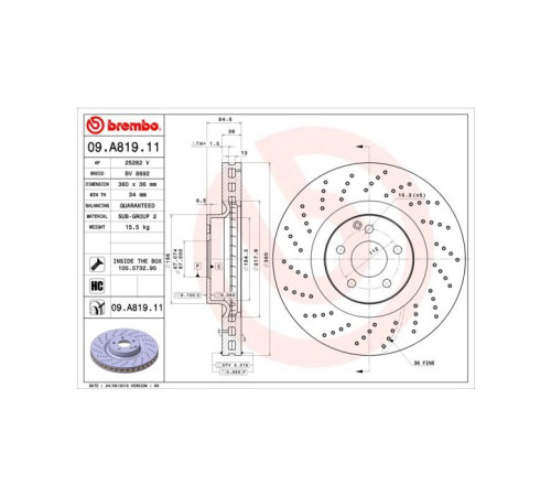 Тормозной диск Brembo 09.A819.11