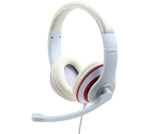 Наушники Gembird MHS-03 White/Red (MHS-03-WTRD)