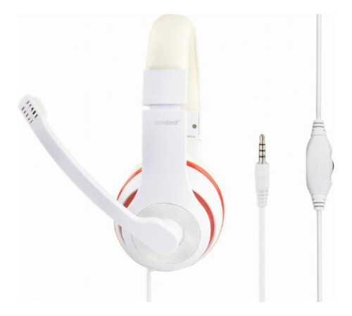 Наушники Gembird MHS-03 White/Red (MHS-03-WTRD)