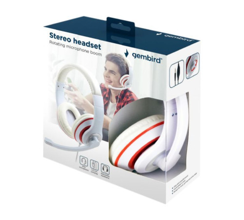 Наушники Gembird MHS-03 White/Red (MHS-03-WTRD)