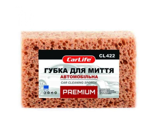 Губка для мытья CarLife PREMIUM с большими порами 190x120x70mm, коричневая (CL-422)