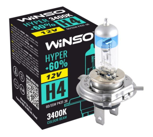  Автолампа WINSO H4 HYPER +60 60/55W (712420) 