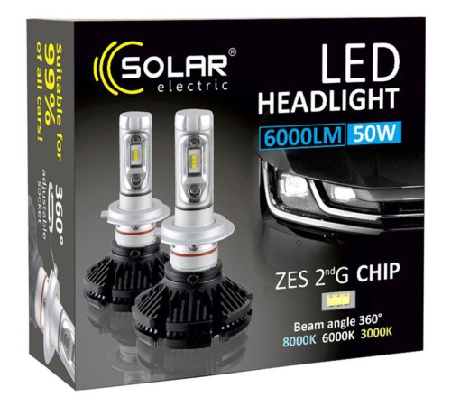  Автолампа SOLAR H4 12/24V 6000Lm 50W ZES Chip (8804) 