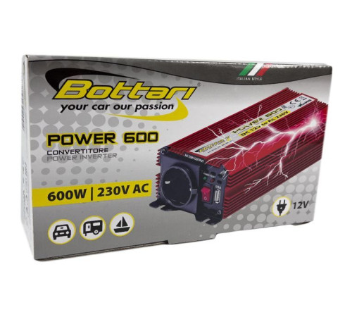 Автомобильный инвертор Bottari DC 12V - AC 230V 600W 