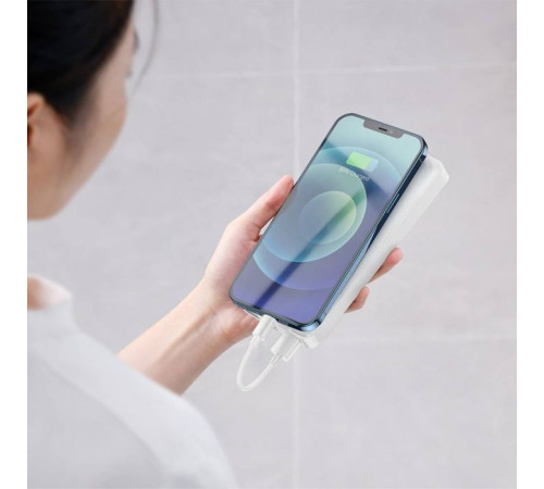 Батарея универсальная Baseus Bipow 20000mAh, 15W, USB-C/3A, 2*USB-A/3A(max.), +cable, white (PPBD050102)