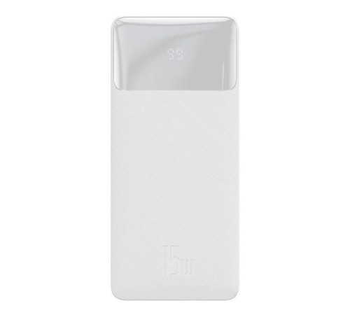 Батарея универсальная Baseus Bipow 20000mAh, 15W, USB-C/3A, 2*USB-A/3A(max.), +cable, white (PPBD050102)