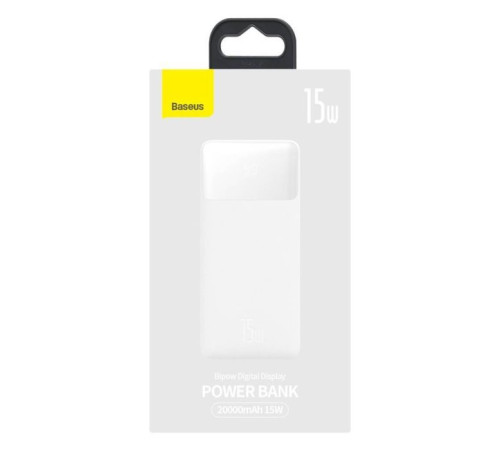 Батарея универсальная Baseus Bipow 20000mAh, 15W, USB-C/3A, 2*USB-A/3A(max.), +cable, white (PPBD050102)