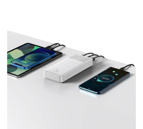 Батарея универсальная Baseus Bipow 20000mAh, 15W, USB-C/3A, 2*USB-A/3A(max.), +cable, white (PPBD050102)