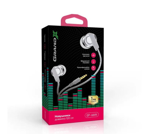 Наушники Grand-X EP-66W White (EP-66W)