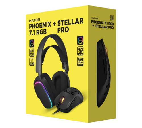 Наушники Hator Phoenix 7.1 RGB + Stellar Pro Black (НТR-001)