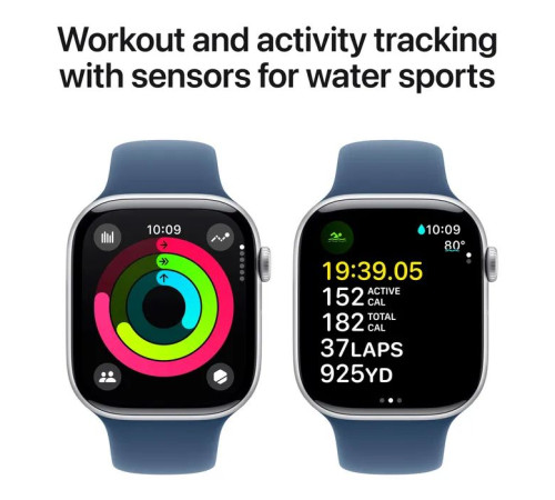 Смарт-часы Apple Watch Series 10 GPS 46mm Silver Aluminium Case with Denim Sport Band - S/M (MWWL3QH/A)