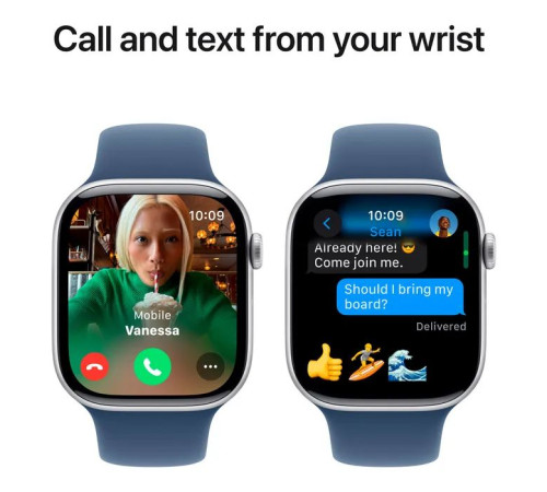 Смарт-часы Apple Watch Series 10 GPS 46mm Silver Aluminium Case with Denim Sport Band - S/M (MWWL3QH/A)