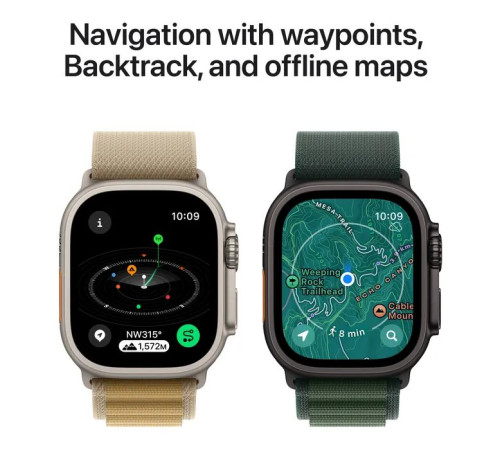 Смарт-часы Apple Watch Ultra 2 2024 GPS + Cellular 49mm Black Titanium Case with Dark Green Alpine Loop - Small (MX4Q3UL/A)