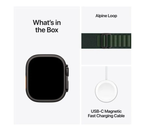 Смарт-часы Apple Watch Ultra 2 2024 GPS + Cellular 49mm Black Titanium Case with Dark Green Alpine Loop - Small (MX4Q3UL/A)