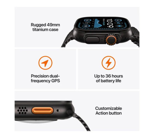 Смарт-часы Apple Watch Ultra 2 2024 GPS + Cellular 49mm Black Titanium Case with Dark Green Alpine Loop - Medium (MX4R3UL/A)