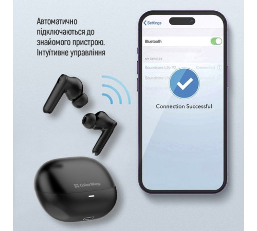 Наушники ColorWay Slim TWS-1 Earbuds Long Life Black (CW-TWS1BK1)