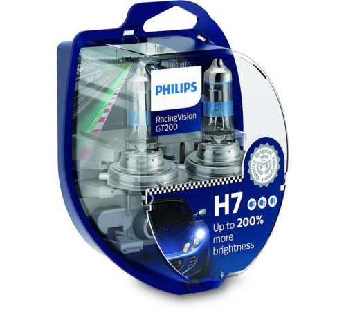 Автолампа Philips H7 RACING VISION +200%, 2 шт блистер (12972RGTS2)