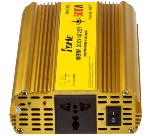 Автомобильный инвертор 12V/220V 500W, чистая синусоида Porto (MNZ-500)