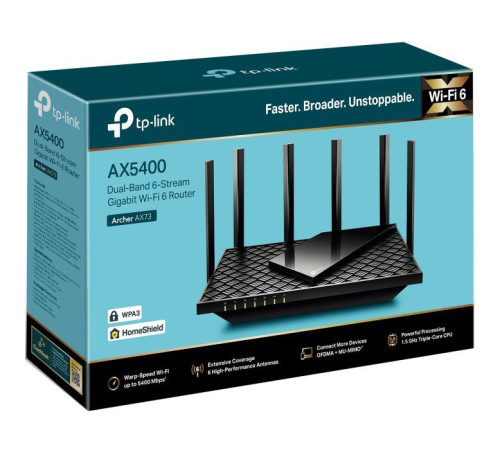  Маршрутизатор TP-Link ARCHER AX73 AX5400 4xGE LAN 1xGE WAN USB 3.0 MU-MIMO OFDMA (ARCHER-AX73) 