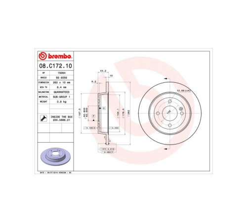 Тормозной диск Brembo 08.C172.10