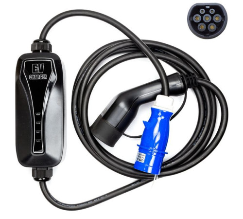 Зарядное устройство для электромобиля HiSmart Type 2-CEE, 6-32A, 7.2кВт, 1 фазное, 5м (EV200047)